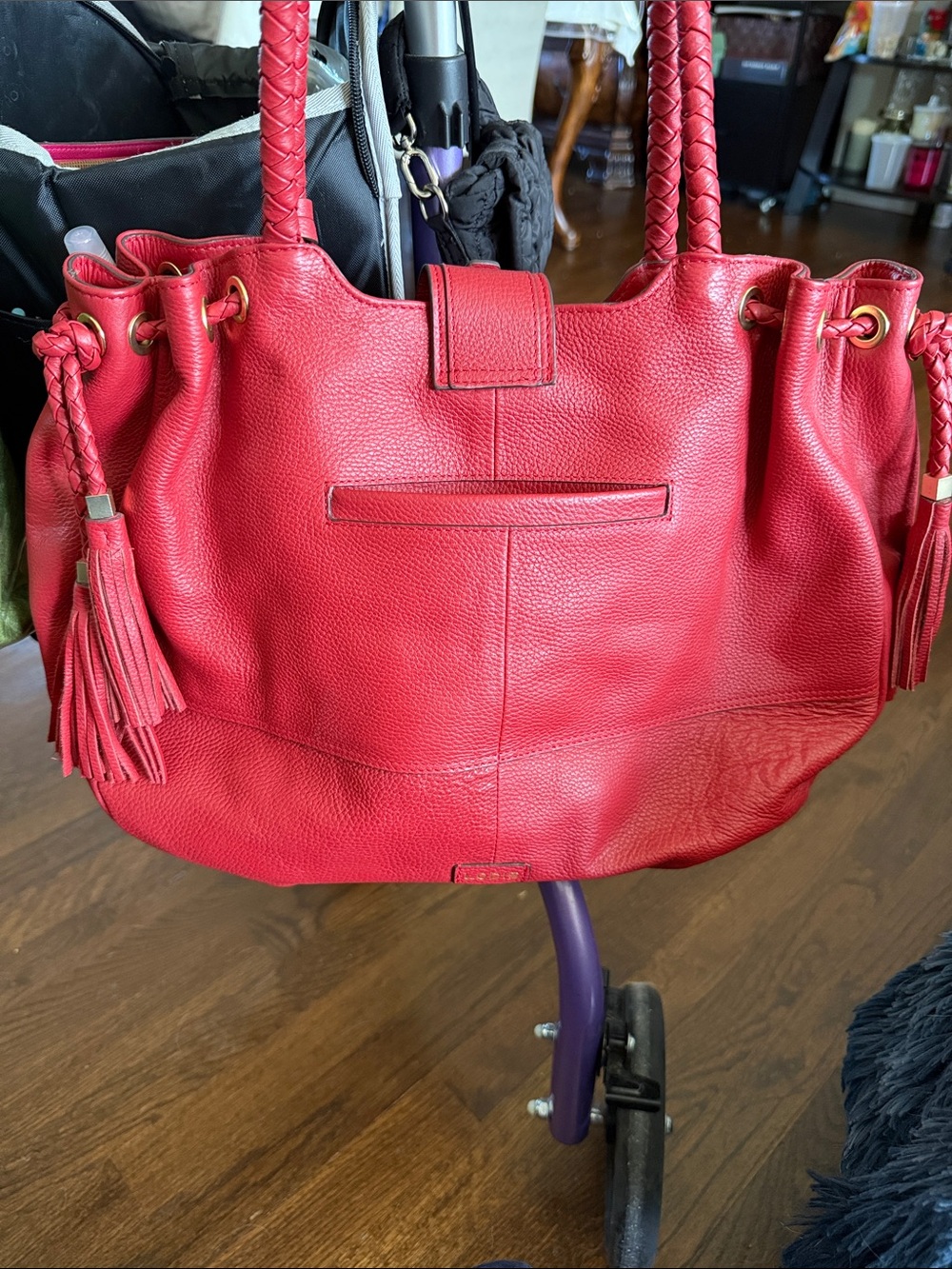Lodis Red Braided-Trim Shoulder Bag - Picture 2 of 6